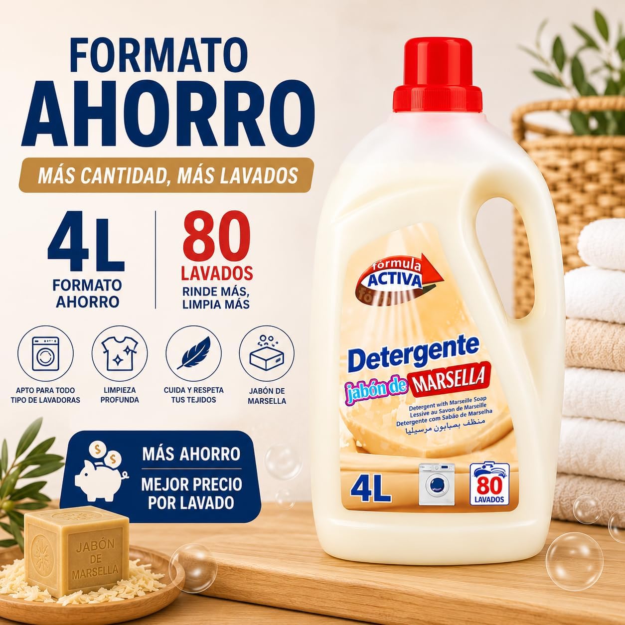 Detergente Lavadora Líquido Formato 4 Litros - Imagen 3