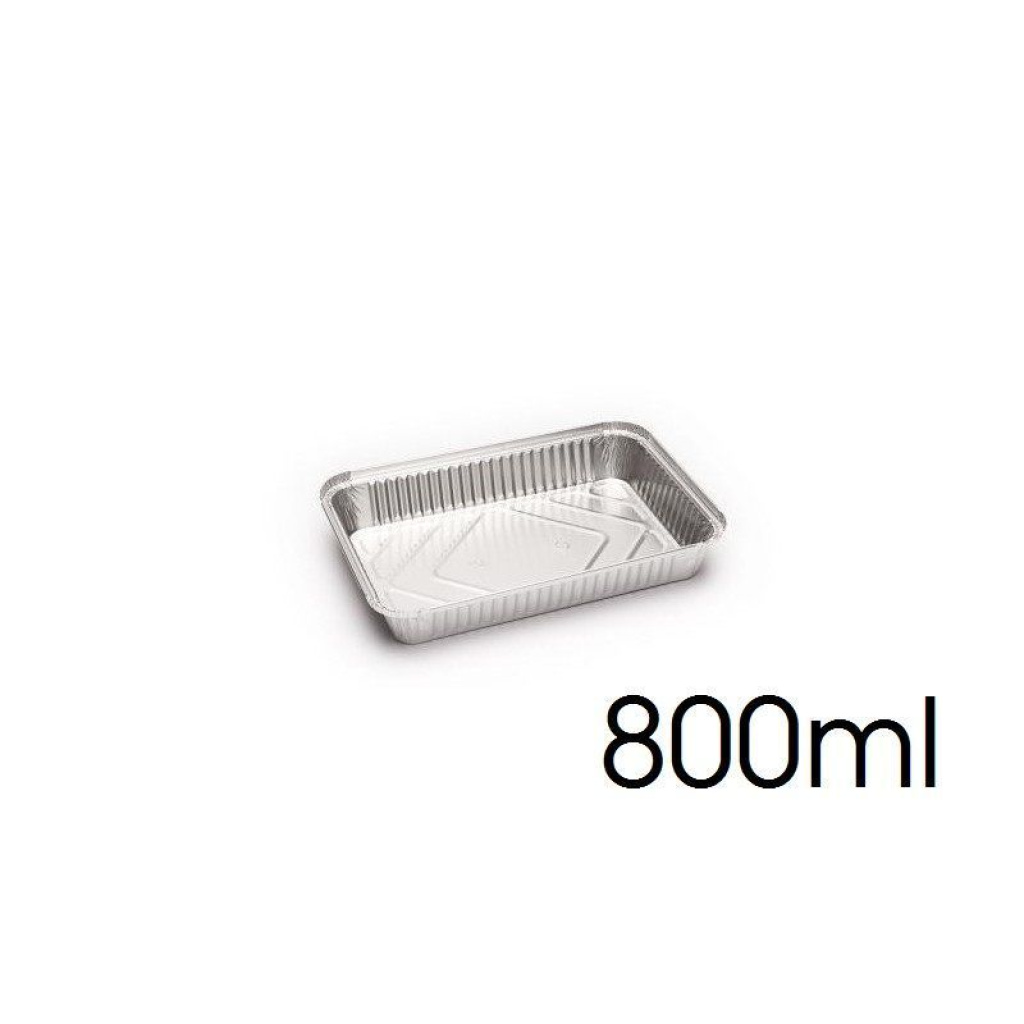 Bandejas De Aluminio Con Tapa 800ml | Pack De 30 Unidades | Tamaño 21x14 Cm | Aptas Para Horno, Microondas Y Congelador